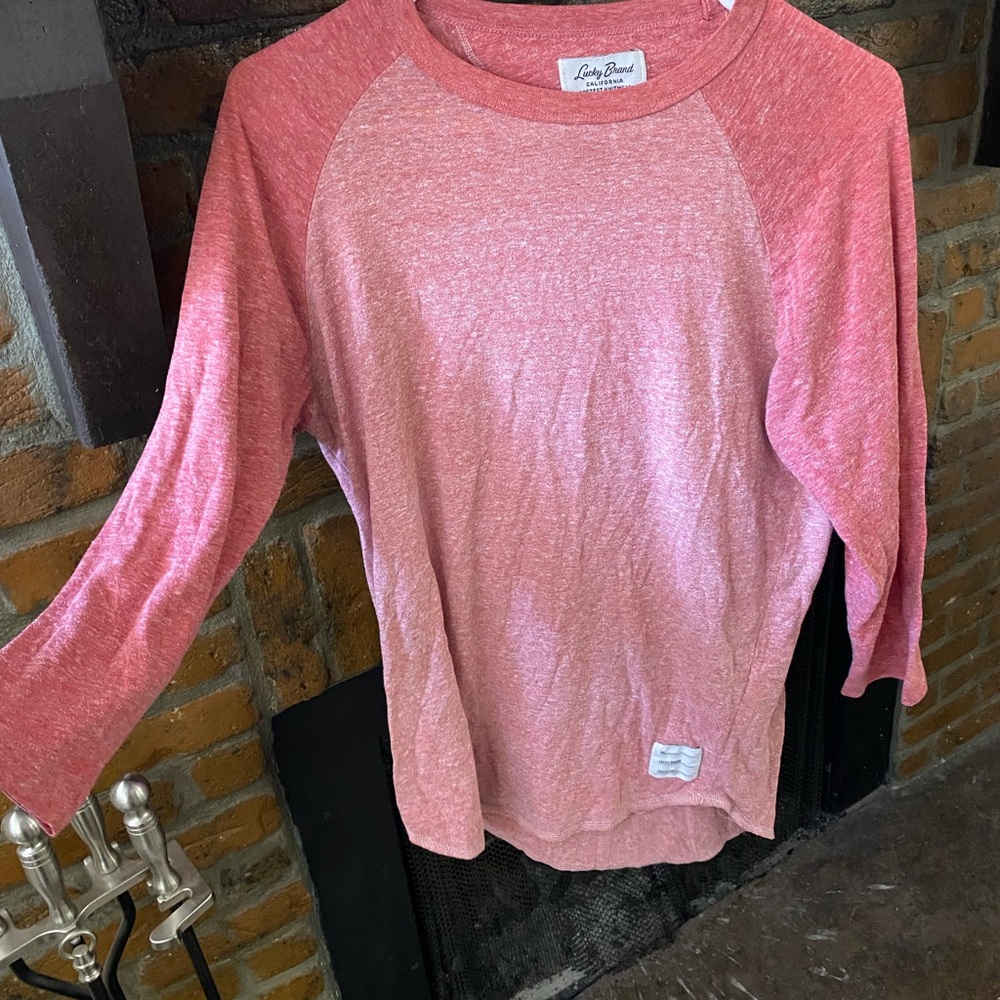 Lucky Brand Red 3/4 Sleeve Baseball Tee